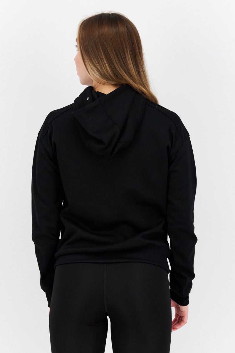 Lyle & Scott سويت شيرت بغطاء رأس للنساء بشعار العلامة التجارية، أسود داكن - Image 4